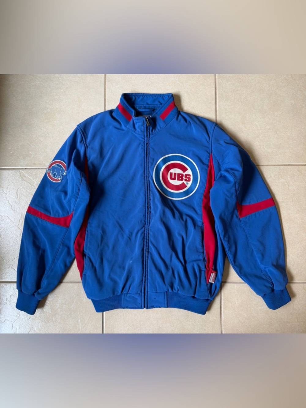 Chicago Cubs Therma Base Fleece Lined Jacket Mens Large Authentic Majestic